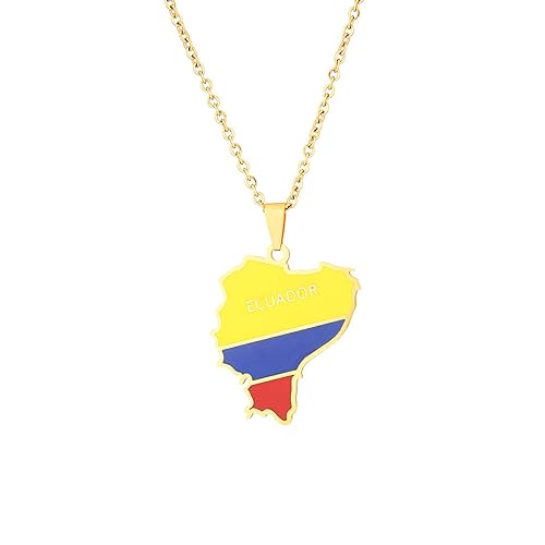 VELUNE Halskette Anhänger Europäische und amerikanische Ecuador-Karte Halskette Herren- und Damen-Paar-Anhänger-Halskettenzubehör Geschenk von VELUNE