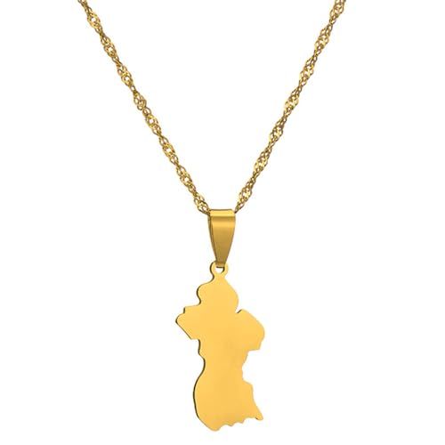 VELUNE Halskette Anhänger Europäische und amerikanische Mode-Guyana-Karte-Halskette, trendige geometrische Persönlichkeit, Schlüsselbeinkette für Frauen Geschenk von VELUNE