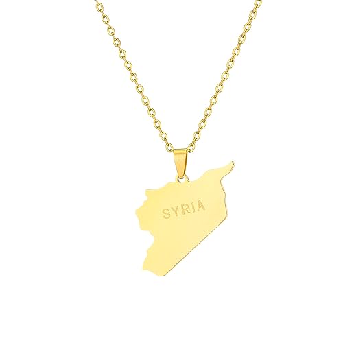 VELUNE Halskette Anhänger Europäische und amerikanische Syrien-Karte-Anhänger-Halskette, Herren- und Damen-Paar-Halskette, trendige Accessoires Geschenk von VELUNE