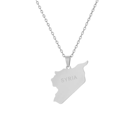 VELUNE Halskette Anhänger Europäische und amerikanische Syrien-Karte-Anhänger-Halskette, Herren- und Damen-Paar-Halskette, trendige Accessoires Geschenk von VELUNE