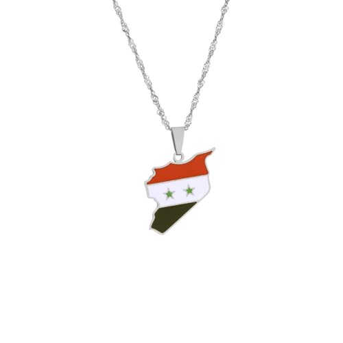 VELUNE Halskette Anhänger Europäische und amerikanische Syrien-Karte-Halskette für Damen, geometrischer ethnischer Stil, Schlüsselbeinketten-Schmuck Geschenk von VELUNE