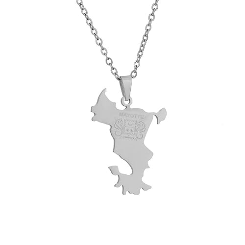 VELUNE Halskette Anhänger Europäische und amerikanische französische Mayotte-Karte und nationales Emblem-Anhänger-Halskette, geometrische Halskette für Männer und Frauen Geschenk von VELUNE