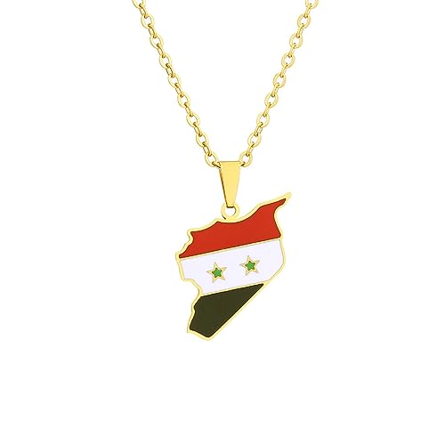 VELUNE Halskette Anhänger Halsketten mit europäischer und amerikanischer syrischer Karte und Flagge für Männer und Frauen, Pulloverketten für Paare, Accessoires Geschenk von VELUNE