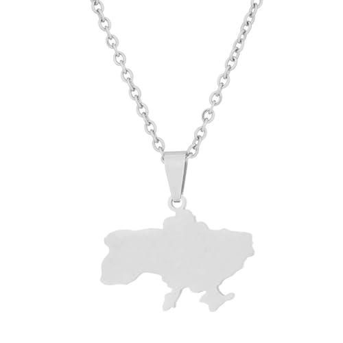 VELUNE Halskette Anhänger Modische glänzende Ukraine-Kartenform-Halskette für Männer und Frauen mit geometrischem Anhänger und Paar-Halskette Geschenk von VELUNE