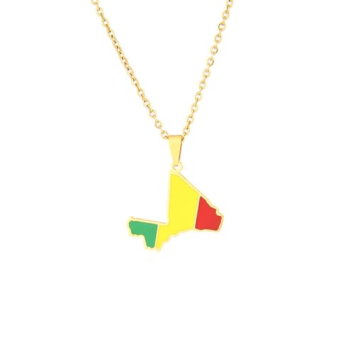 VELUNE Halskette Anhänger Neue Mali-Karte-Halskette für Männer und Frauen, ethnischer Stil, Öl-Anhänger, trendige Accessoires Geschenk von VELUNE