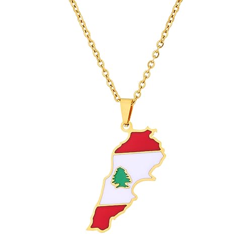 VELUNE Halskette Anhänger Retro-Libanon-Öltropfen-Karte-Anhänger-Halskette für Herren und Damen, Paar-Halskette, Trend-Accessoires Geschenk von VELUNE