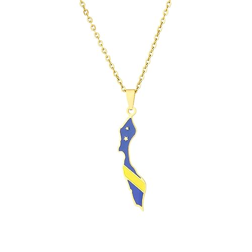 VELUNE Halskette Anhänger Trendiges Schmuckdesign mit Curacao-Karte, Halskette für Herren und Damen, Paar-Pullover-Ketten-Accessoires Geschenk von VELUNE