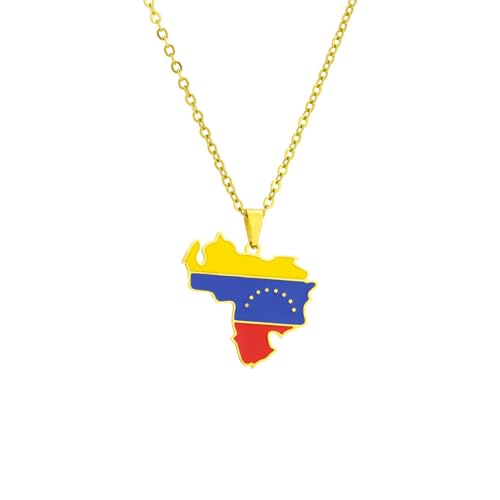 VELUNE Halskette Anhänger Venezuela-Karte und Flaggen-Halskette, tropfendes Öl, Retro-Anhänger-Accessoires für Herren und Damen Geschenk von VELUNE
