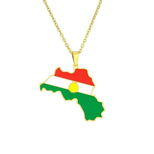 VELUNE Halskette Anhänger Vintage tropfendes Öl Kurdistan Karte Flagge Anhänger Halskette neue Accessoires für Männer und Frauen Geschenk von VELUNE