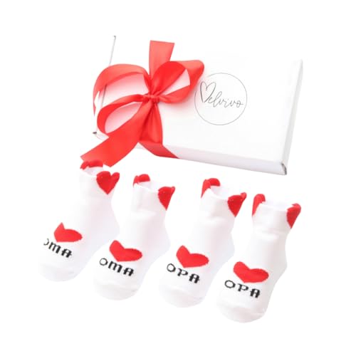 VELVIVO Baby Socken Geschenkset – Neugeborene Mädchen & Jungen 0-6 Monate (2 Paar) - „Ich liebe Oma/Ich liebe Opa“ – Schwangerschaft verkünden von VELVIVO