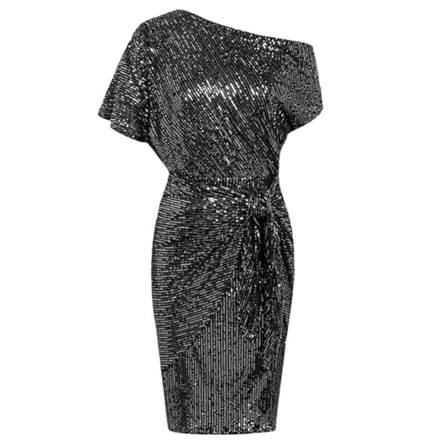 VEMOW 1920er Jahre Great Gatsby Kleid, Damen Abendkleider mit Pailletten Quaste Party Kleid, 1920er Retro Cocktail Stil Flapper Kleid,Festival Bankett Hochzeit Kleider Kostüm (ZA-Dark Gray, L) von VEMOW