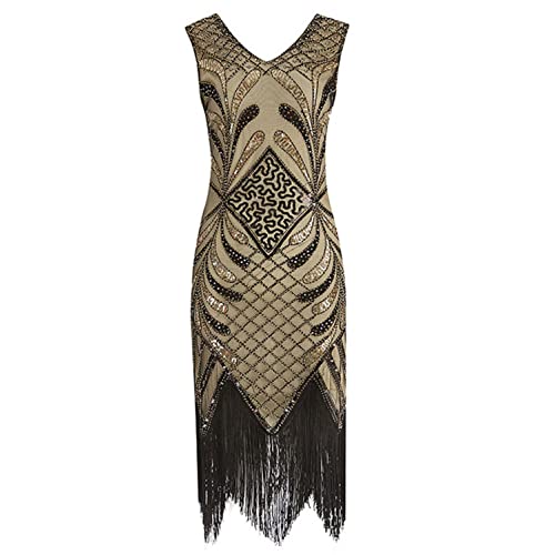 VEMOW 1920er Jahre Great Gatsby Kleid, Damen Abendkleider mit Pailletten Quaste Party Kleid, 1920er Retro Cocktail Stil Flapper Kleid,Festival Bankett Hochzeit Kleider Kostüm Kleid von VEMOW