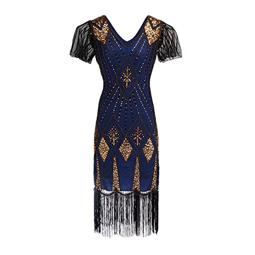 VEMOW 1920er Jahre Great Gatsby Kleid, Damen Abendkleider mit Pailletten Quaste Party Kleid, 1920er Retro Cocktail Stil Flapper Kleid,Festival Bankett Hochzeit Kleider Kostüm Kleid von VEMOW