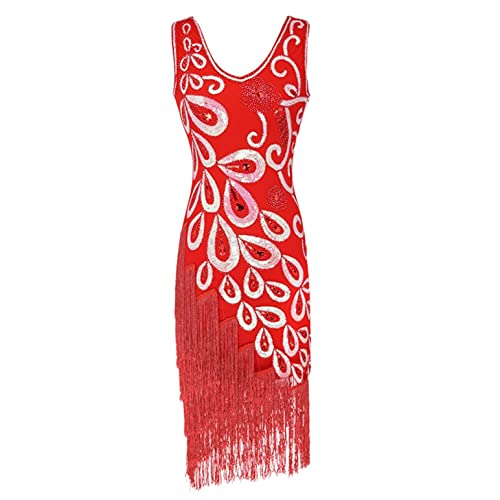 VEMOW 1920er Jahre Great Gatsby Kleid, Damen Abendkleider mit Pailletten Quaste Party Kleid, 1920er Retro Cocktail Stil Flapper Kleid,Festival Bankett Hochzeit Kleider Kostüm Kleid von VEMOW