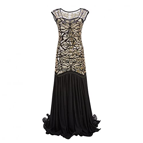 VEMOW 1920er Jahre Great Gatsby Kleid, Damen Abendkleider mit Pailletten Quaste Party Kleid, 1920er Retro Cocktail Stil Flapper Kleid,Festival Bankett Hochzeit Kleider Kostüm Kleid von VEMOW