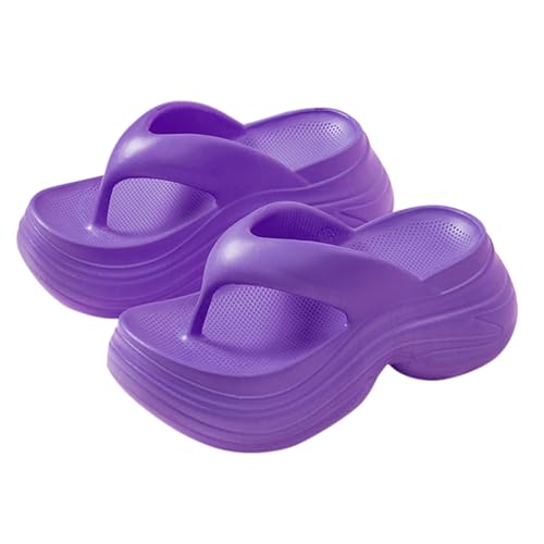 VEMOW Damen Hausschuhe Frühling und Dicke Home Flip Flops Outdoor Sandalen Einfache Clip Toe Urlaub Strandschuhe Casual Hausschuhe Damenschuhe Weite H (Purple, 40) von VEMOW
