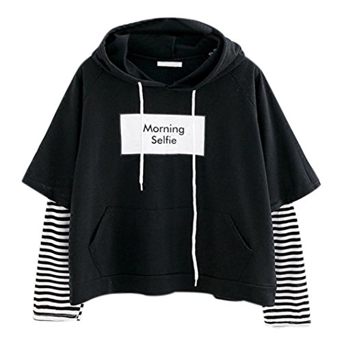 VEMOW Damen Hoodie, Frauen Brief gedruckt Sweatshirt Langarm Nähen Bluse Tops von VEMOW