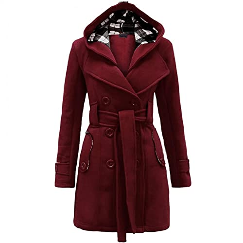 VEMOW Herbst Frauen Warm Schlank Mantel Mode Kunstpelz Revers Zweireiher Jacke Parka Mantel Lange Wolle Trenchcoat Jacke Winter Outwear von VEMOW