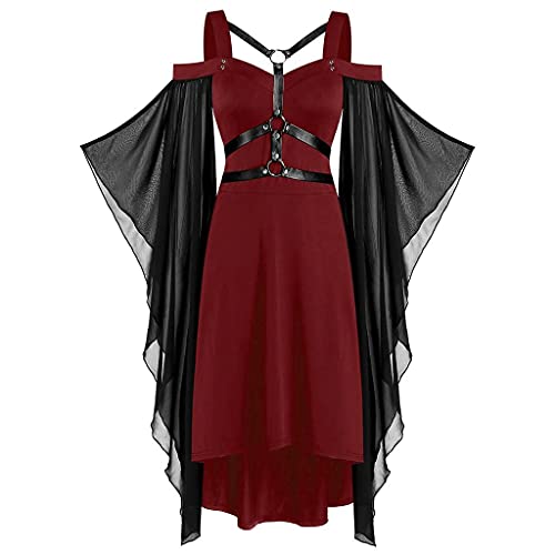 VEMOW Karneval Halloween Cosplay Party Ballkleid Damen Mode Langarm Mit Kapuze Mittelalterliches Kleid Bodenlangen Cosplay Kleid von VEMOW