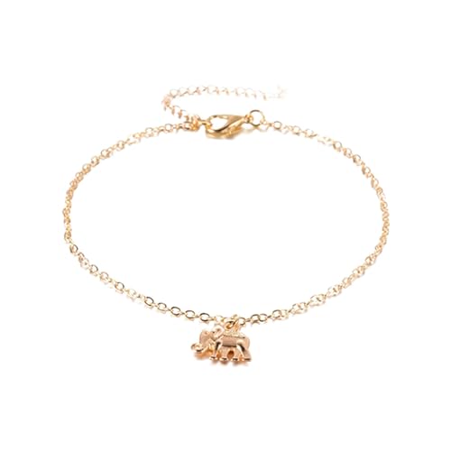 VEMOW Knöchelkette, Legierung, kleiner Elefant, Damen-Knöchelkette, einlagig, einfache Elefanten-Knöchelkette Ringschlüssel Gesetzt (Gold, One Size) von VEMOW