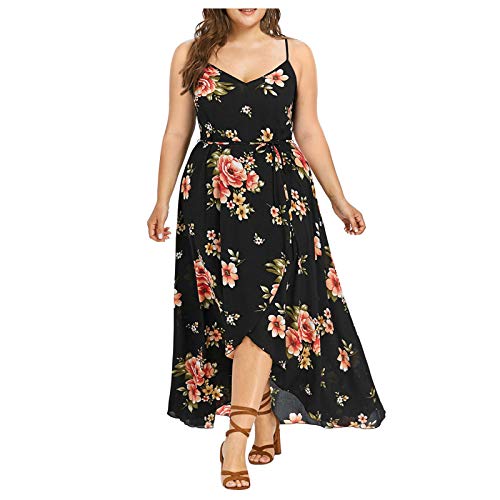 VEMOW Plus Size Elegante Damen Frauen Casual Kurzarm Kalt Schulter Boho Blumendruck Casual Täglichen Party Strand Langes Kleid Schulterfrei Strandkleid von VEMOW