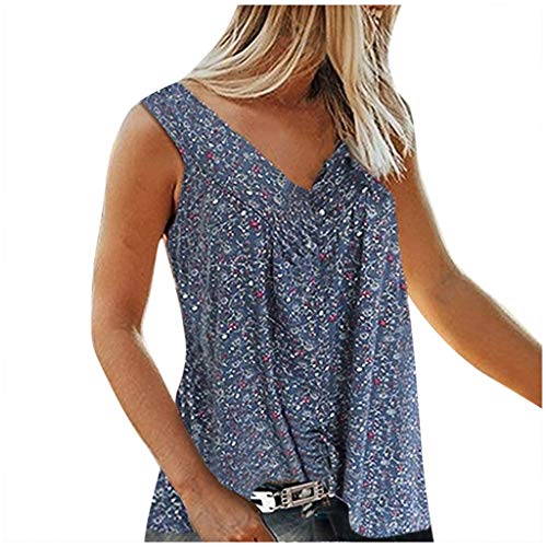 VEMOW Sommer Frauen Damen Elegante Lose Leibchen Damen Einfarbig Tank Tops Plus Größe S ~ 6XL Vintage Tunika Hemd T-Shirt von VEMOW