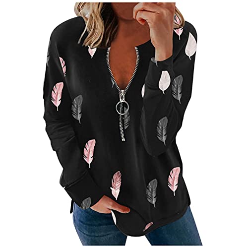 VEMOW Sommer Herbst Elegant Damen Oberteil Langarm O Neck Printed Flared Floral Beiläufig Täglich Geschäft Trainieren Tops Tunika T-Shirt Bluse Pulli(Y2-Grün, 42 DE/L CN) von VEMOW