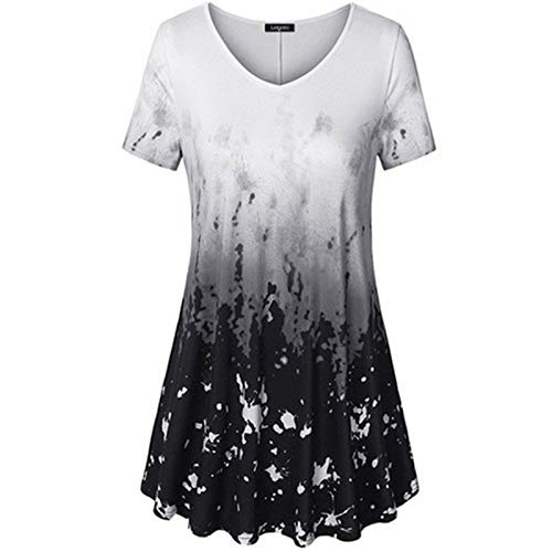 VEMOW Sommer Mode Elegante Damen Frauen Oansatz Plissee Plus Größe Kurzarm Casual Daily Dance Party Bluse Top Tunika Shirt T-Shirts Pulli Tees von VEMOW