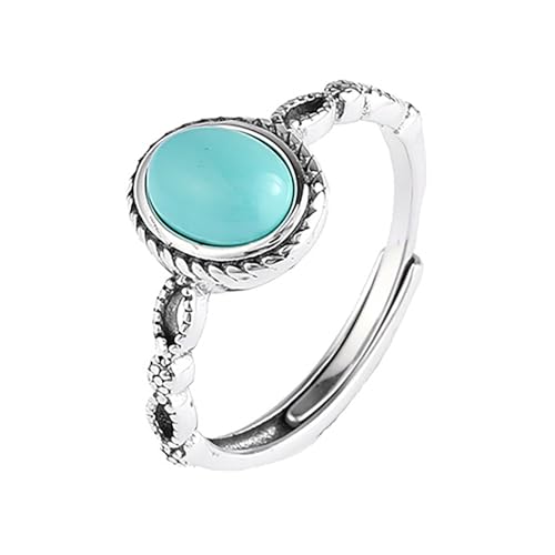 VEMOW Türkis-roter Hetian-Jade-Ring S925 Silber, stilvoller Retro-Ethno-Stil Damen Ringe Katze (SL1, A) von VEMOW