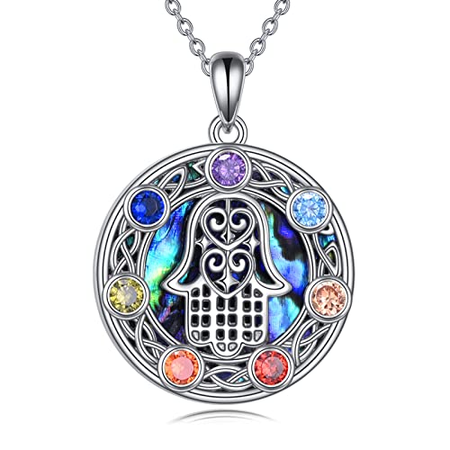 VENACOLY Hamsa Hand Kette 925 Sterling Silber Hamsa Hand Anhänger Halskette mit Chakra Hamsa Hand Schmuck Geschenk für Damen von VENACOLY