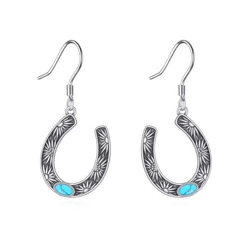 Hufeisen Ohrringe 925 Sterling Silber Türkis Hufeisen Ohrhänger Reitschmuck Muttertag Schmuck für Frauen Damen Mutter von VENACOLY