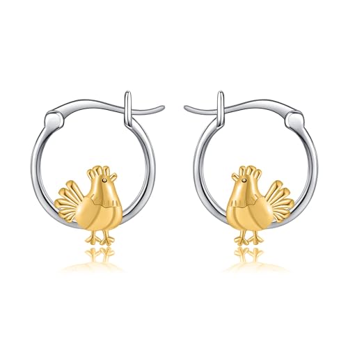 Huhn Creolen Ohrringe 925 Sterling Silber Huhn OhrMuttertag Schmuck Geschenk für Damen von VENACOLY