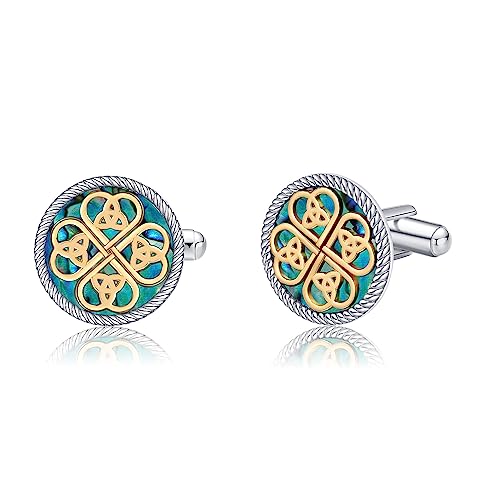 Kleeblatt Manschettenknöpfe 925 Sterling Silber Glücksbringer Vierblättriges Schmuck Geschenk Für Herren Vater von VENACOLY