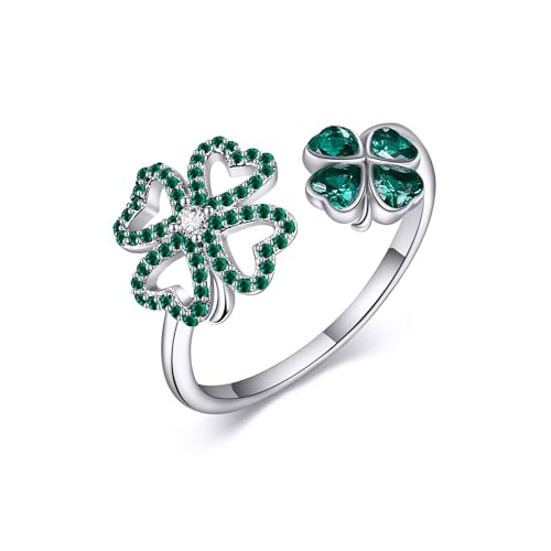 Kleeblatt Ringe 925 Sterling Silber Vierblättrige Verstellbare Ringe St Patricks Day Schmuck Geschenk Für Damen von VENACOLY