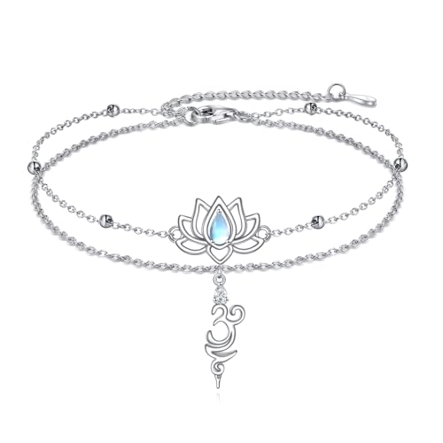 Om Symbol Armband Aus 925 Sterling Silber, Lotus Atem Symbol Armband, Mondstein Lotus Atmen Armbänder Breathlace Schmuck Geschenke Für Damen Frauen von VENACOLY