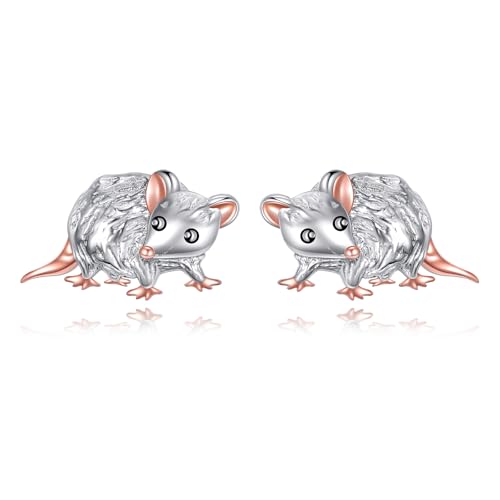 Opossum Geschenke S925 Sterling Silber Opossum Ohrstecker Opossum Ohrringe Opossum Schmuck Geschenke für Damen Frauen Weibliche Mann von VENACOLY