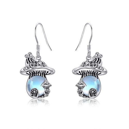 Pilz Ohrringe 925 Sterling Silber Pilz Ohrhänger Mondstein Ohrringe Pilz Schmuck Geschenk für Damen von VENACOLY