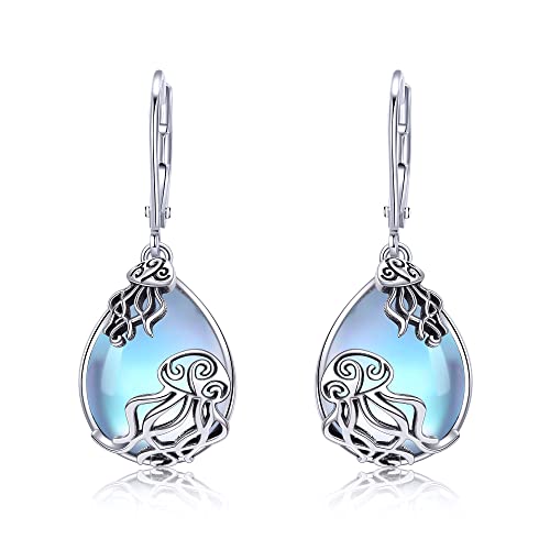 Quallen Ohrringe 925 Sterling Silber Mondstein Quallen Ohrhänger Quallen Schmuck Geschenk für Damen von VENACOLY