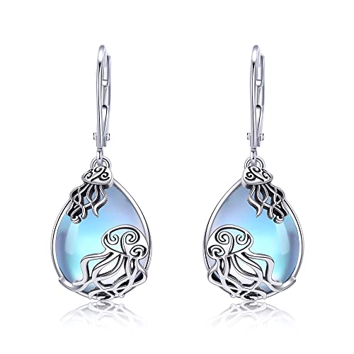 Quallen Ohrringe 925 Sterling Silber Mondstein Quallen Ohrhänger Quallen Muttertag Schmuck Geschenk für Damen von VENACOLY