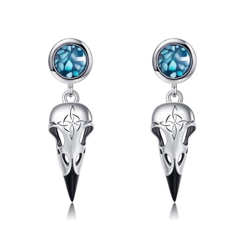 Raben Schädel Ohrringe S925 Sterling Silber Türkis Wikinger Ohrstecker Krähe Hängend Ohrringe Wikinger Schmuck Raben Geschenke für Herren Damen Raben Schädel Ohrringe S925 Sterling Silber Türkis Wikinger Ohrstecker Krähe Hängend Ohrringe Wikinger Schmuck Raben Geschenke für Herren Damen von VENACOLY
