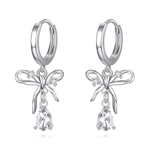 Schleife Ohrringe 925 Sterling Silber Schleifen Creolen Ohrringe Bowknot Schmuck Muttertags Geschenk für Frauen Mütter Damen von VENACOLY