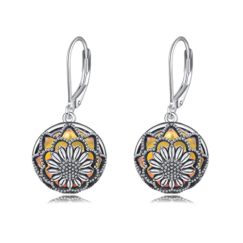 Sonnenblume Ohrringe 925 Sterling Silber Mondstein Sonnenblumen Ohrhänger Sonnenblumen Schmuck Geschenk für Damen von VENACOLY