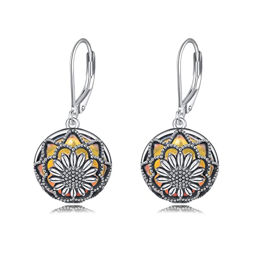 Sonnenblume Ohrringe 925 Sterling Silber Mondstein Sonnenblumen Ohrhänger Sonnenblumen Muttertag Schmuck Geschenk für Damen von VENACOLY
