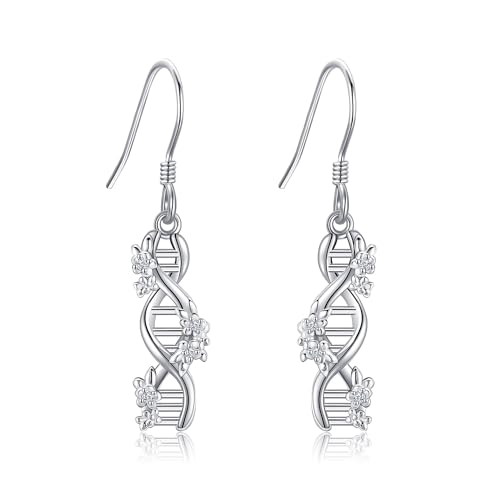 Spiral DNA Ohrringe Sterling Silber Doppelhelix Hängende Chemie Ohrhänger Wissenschaft Biologie Schmuck für Damen von VENACOLY