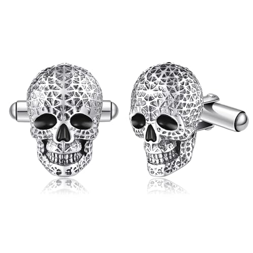 Totenkopf Manschettenknöpfe für Herren 925 Sterling Silber Schädel Manschettenknöpfe Totenkopf Schmuck Geschenke für Männer von VENACOLY