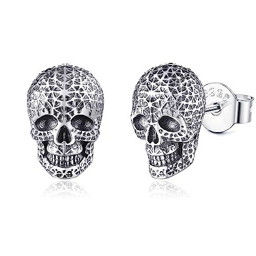 Totenkopf Ohrringe 925 Sterling Silber Skull Schädel Ohrstecker Totenkopf Gothic Schmuck Geschenk für Damen Herren von VENACOLY