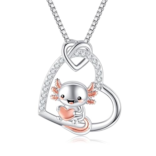 VENACOLY Axolotl Halskette 925 Sterling Silber Axolotl Anhänger Schmuck Geschenke für Frauen Axolotl Liebhaber von VENACOLY