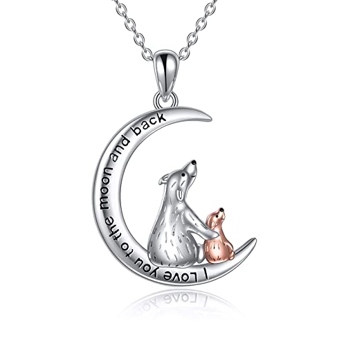 VENACOLY Bären Halskette für Frauen 925 Sterling Silber Mama Bear Halskette Schmuck Muttertagsgeschenke für Frauen und Mütter von VENACOLY