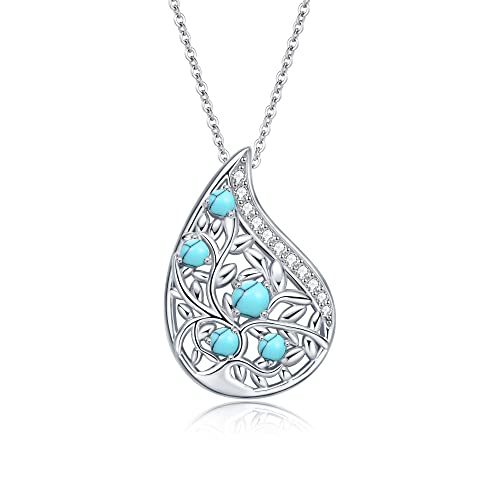 VENACOLY Baum des Lebens Kette Sterling Silber Träne Anhänger Halskette Türkis Schmuck Geschenke für Frauen Mädchen VENACOLY Baum des Lebens Kette Sterling Silber Träne Anhänger Halskette Türkis Schmuck Geschenke für Frauen Mädchen von VENACOLY