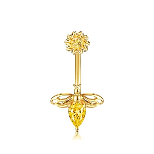 VENACOLY Biene Bauchnabelpiercing Sterling Silber Gold Bauchnabel Ring Körperschmuck Geschenke für Damen Frauen von VENACOLY